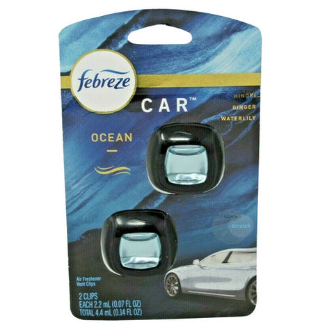 Febreze, Car Air Freshener Scent Vent Clip Ocean, 0.14 Oz (Case Of 8)