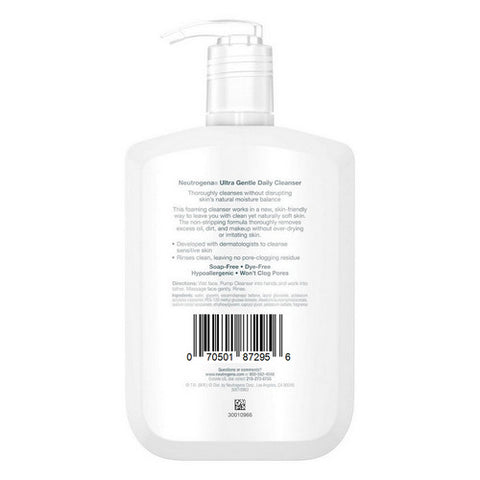 Neutrogena, Ultra Gentle Daily Face Wash For Sensitive Skin Foaming Facial Cleanser, 12 Oz (Case Of 3)