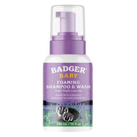 Badger Balm, Baby Night Foaming Shampoo And Wash, 10 Oz