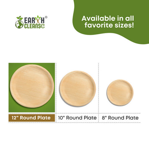 Earth Cleanse, Areca Palm Leaf Round Plates 12-Inch, Pack of 25