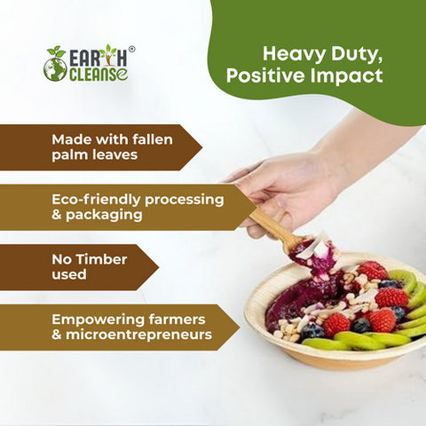 Earth Cleanse, Areca Palm Leaf Bowls Round 6-Inch, Pack of 25