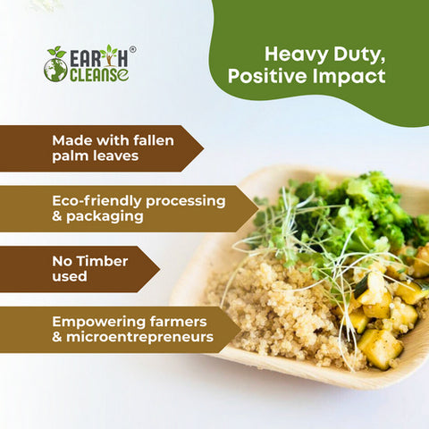 Earth Cleanse, Areca Palm Leaf Square Bowls 4-Inch, Pack of 25