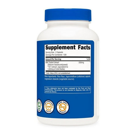 Nutricost, Milk Thistle Capsules, 1000 Mg, 120 Count