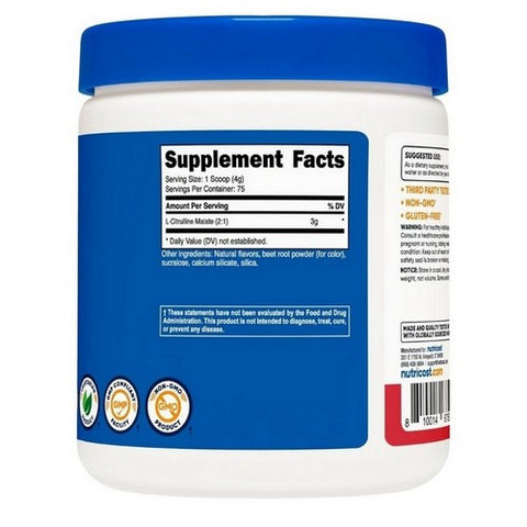 Nutricost, L-Citrulline Malate (2:1) Powder Strawberry Kiwi, 300 Grams