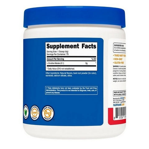 Nutricost, L-Citrulline Malate (2:1) Powder Fruit Punch, 300 Grams