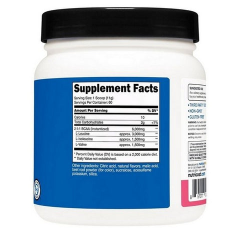Nutricost, BCAA Powder Raspberry Lemonade, 60 Servings