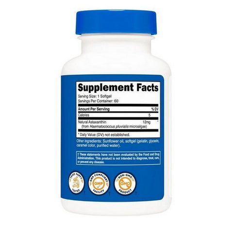 Nutricost, Astaxanthin Softgels, 12 Mg, 60 Count