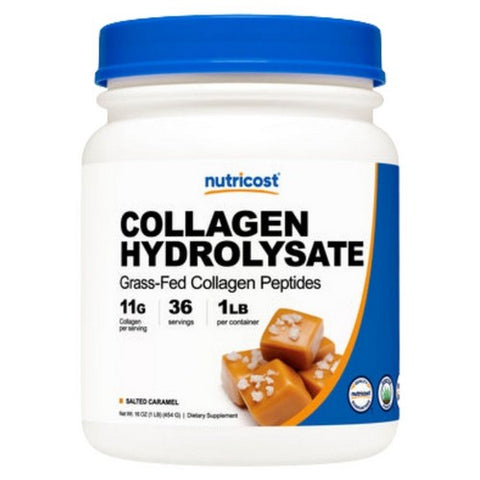 Nutricost, Grass-Fed Collagen Hydrolysate Powder Salted Caramel, 1 Lb