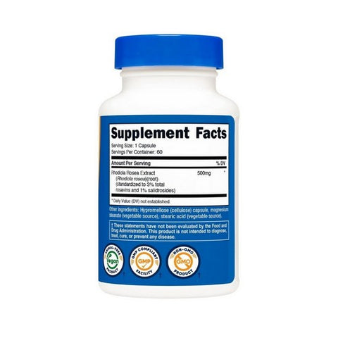 Nutricost, Rhodiola Rosea, 500 Mg, 60 Count
