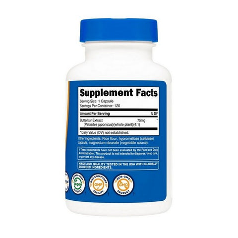 Nutricost, Butterbur Extract Capsules, 75 Mg, 120 Count