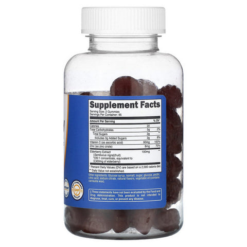 Nutricost, Elderberry Gummies With Vitamin C And Zinc, 100 Mg, 90 Count
