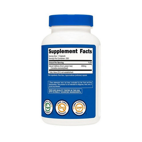Nutricost, Natural Caffeine Capsules, 200 Mg, 250 Count