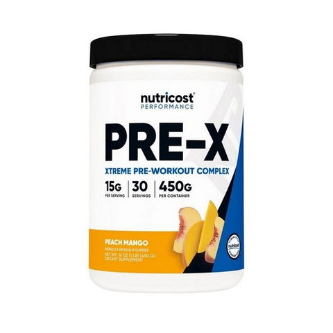 Nutricost, Performance Pre-X Xtreme Pre-Workout Complex Peach Mango, 450 Grams