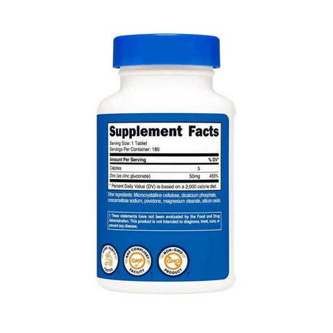 Nutricost, Zinc Gluconate Tablets, 50 Mg, 180 Count