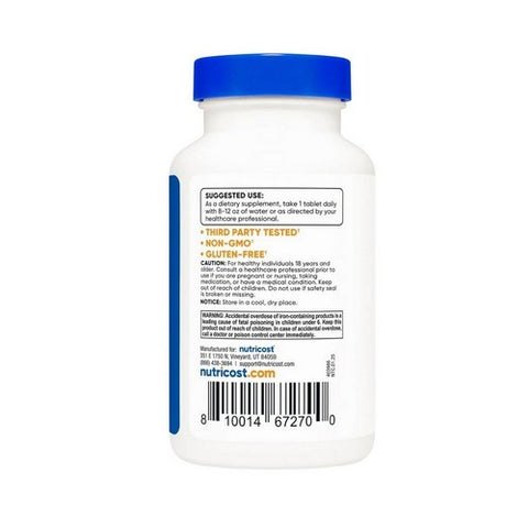 Nutricost, Iron Ferrous Sulfate Tablets, 65 Mg, 240 Count