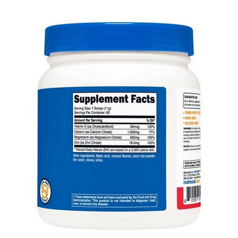 Nutricost, Calcium Magnesium Zinc D3 Powder Fruit Punch, 60 Servings