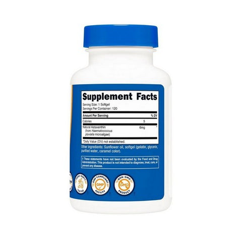 Nutricost, Astaxanthin Softgels, 6 Mg, 120 Count