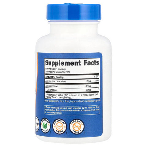 Nutricost, Zinc Carnosine Capsules, 18 Mg, 120 Count