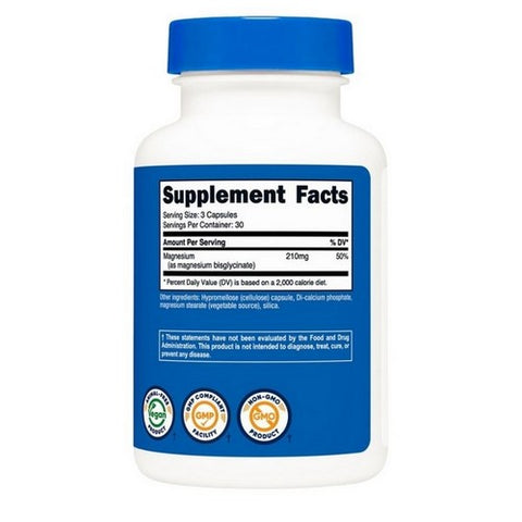 Nutricost, Magnesium Glycinate Capsules, 210 Mg, 90 Count