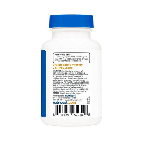 Nutricost, Iron Bisglycinate Capsules, 25 Mg, 120 Count