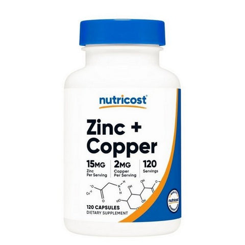 Nutricost, Zinc plus Copper Capsules, 15 Mg, 120 Count
