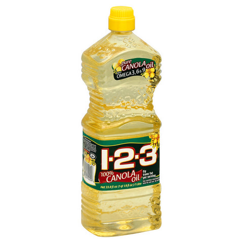 1.2.3, 100% Canola Oil, 33.8 Oz (Case Of 12)