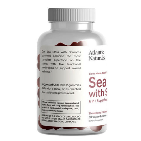 Atlantic Naturals, Organic Sea Moss With Shrooms Superfood, 60 Gummies