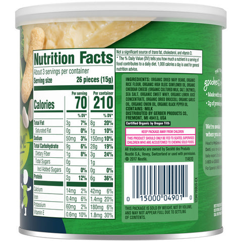 Gerber, 2nd Foods Organic For Toddler Lil Crunchies White Cheddar Broccoli Canister, 1.59 Oz (Case Of 6)