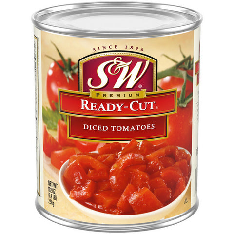 S & W, Premium Ready Cut Diced Tomatoes, 102  Oz (Case of 6)
