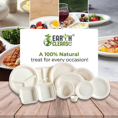 10" Round 3 Compartment Round Bagasse Plate Premium 750 Pack by Earth Cleanse
