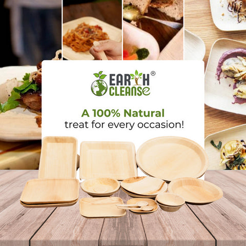 Earth Cleanse, Areca Palm Leaf Square Plates 7-Inch, Pack of 200