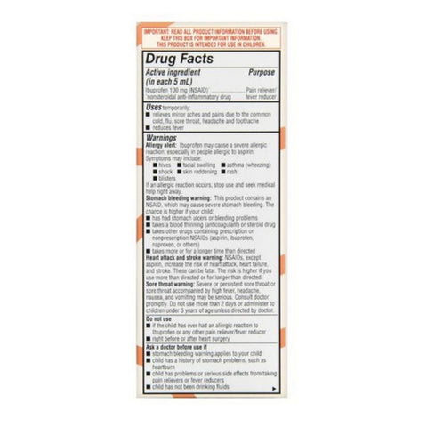 Foster And Thrive, Children's Ibuprofen, 100 Mg, 4 Oz