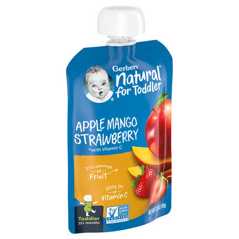 Gerber, Toddler Apple Mango Strawberry, 3.5 Oz (Case Of 12)