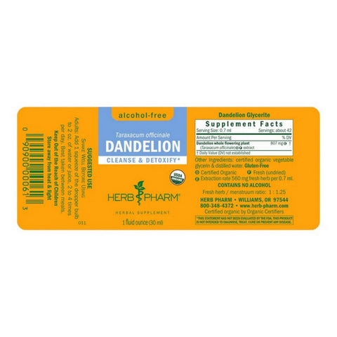 Herb Pharm, Dandelion Glycerite, 1 Oz