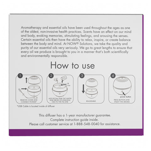 Now Foods, Aroma Orb Ultrasonic USB Oil Diffuser, 1 Count