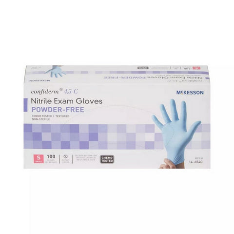 Confiderm Nitrile Exam Glove Blue Textured Fingertips 100 Count by McKesson