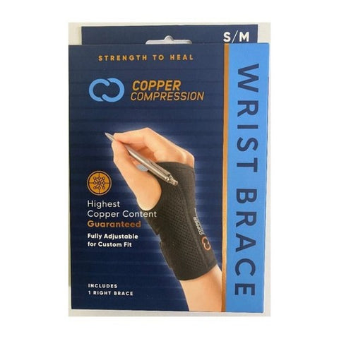 Copper Compression, Wrist Brace Fits Right Hand Small And Medium, 1 Count