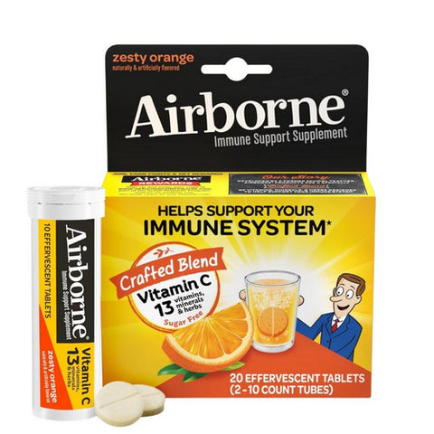 Vitamin C Zesty Orange Effervescent Tablets 20 Coiunt by Airborne
