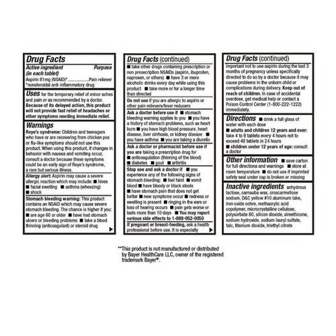 Health A2Z, Aspirin Enteric Coated Tablets, 81 Mg, 50 Count