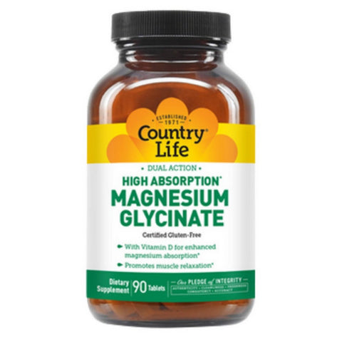 Country Life, Dual Action Magnesium Glycinate, 90 Tablets