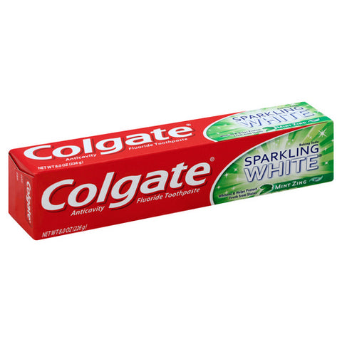 Colgate, Anticavity Sparkling White Gel Fluoride Toothpaste Mint Zing, 8 Oz (Case Of 6)