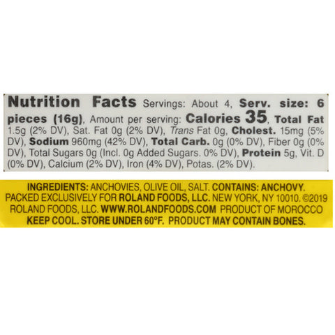 Roland, Flat Fillets Of Anchovies In Olive Oil With Salt Added, 4.2 Oz (Case Of 6)