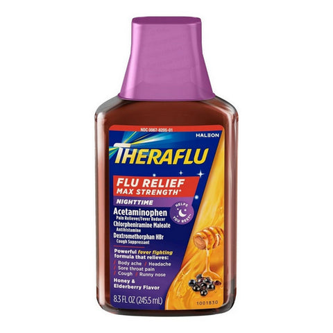 Max Strength Nighttime Flu Relief Honey And Elderberry 8.3 Oz by Theraflu