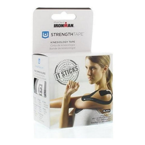Kinesiology Tape 5M Precut Roll Black 1 Count by StrengthTape