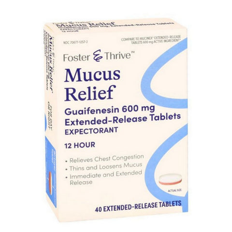 Mucus Relief Extended Release Tablets 40 Count by Foster And Thrive