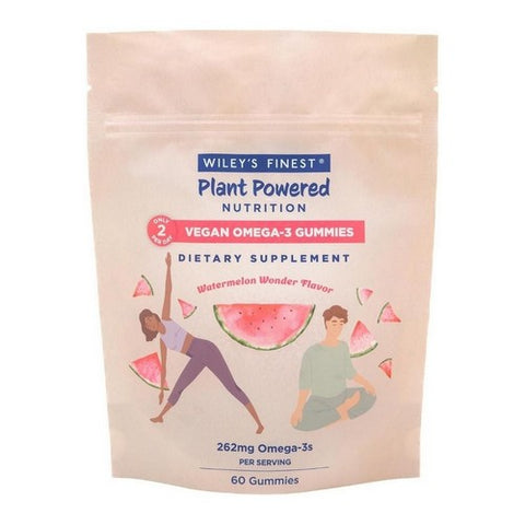 Vegan Omega 3 Adult Gummies Watermelon Wonder 60 Count by Wiley's Finest