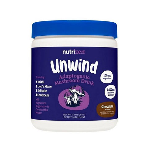 Nutrizen PM Unwind Adaptogenic Mushroom Drink Chocolate Flavored 9.2 Oz / 30 Servings by Nutricost