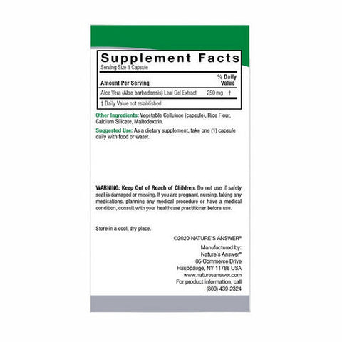 Nature's Answer, Aloe Vera Phytogel, 250 Mg, 90 Veg Caps Nature's Answer