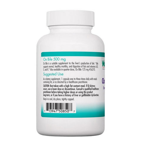Nutricology/ Allergy Research Group, Ox Bile, 500 mg, 100 Caps