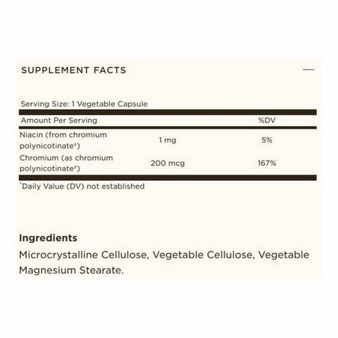 Solgar, Chromium Polynicotinate, 200 Mcg, 100 Veg Caps